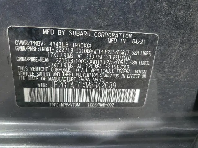 2021 SUBARU CROSSTREK PREMIUM  