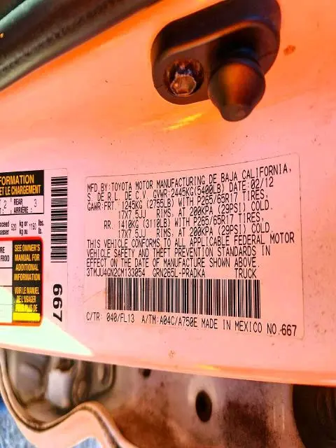 2012 TOYOTA TACOMA DOUBLE CAB PRERUNNER  