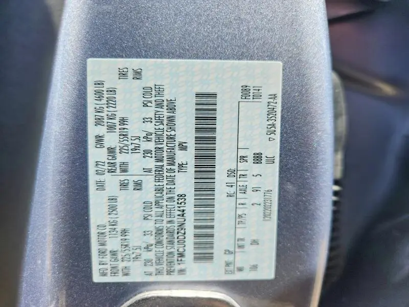 2022 FORD ESCAPE TITANIUM  