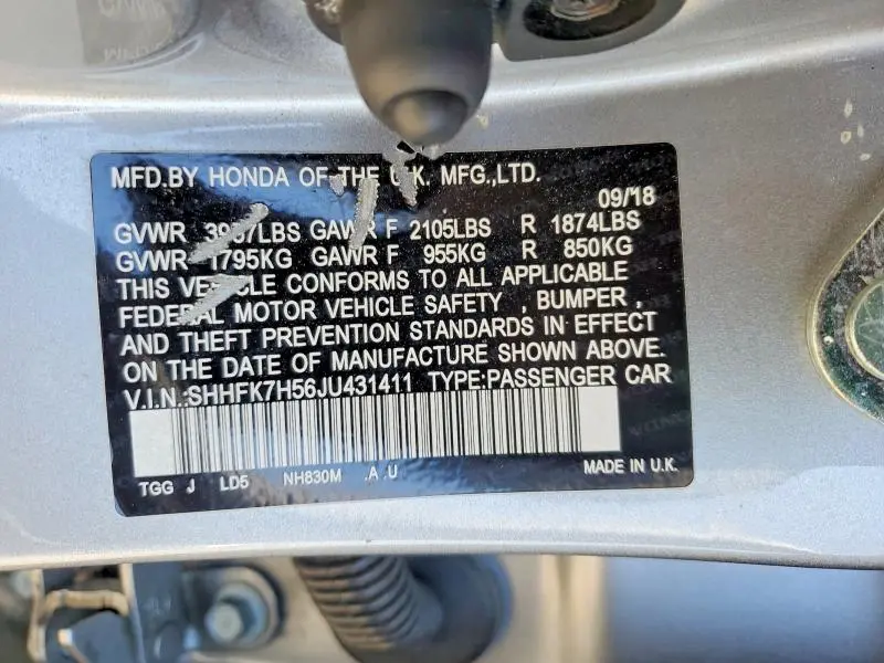 2018 HONDA CIVIC EX  
