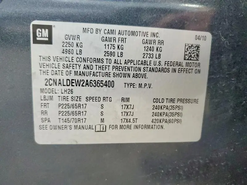 2010 CHEVROLET EQUINOX LT  