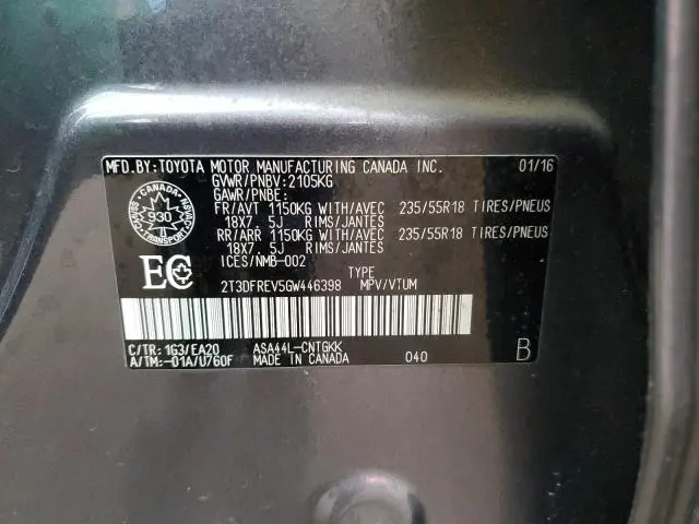 2016 TOYOTA RAV4 LIMITED  