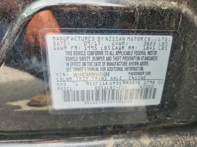 2017 NISSAN SENTRA S  