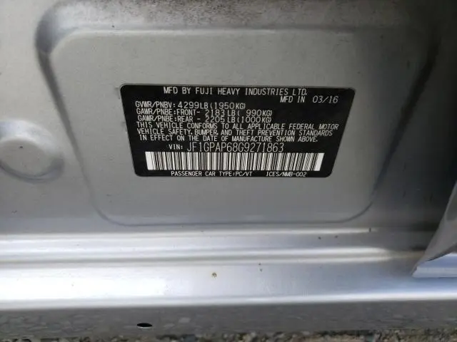 2016 SUBARU IMPREZA SPORT PREMIUM  