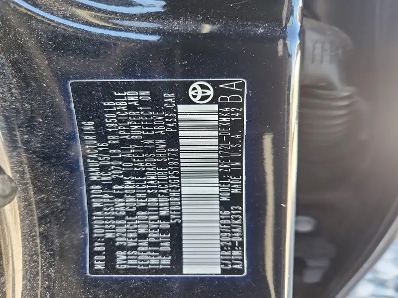 2016 TOYOTA COROLLA L  