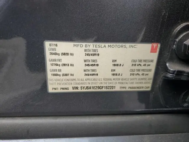 2016 TESLA MODEL S   