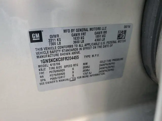 2015 CHEVROLET TAHOE K1500 LTZ  