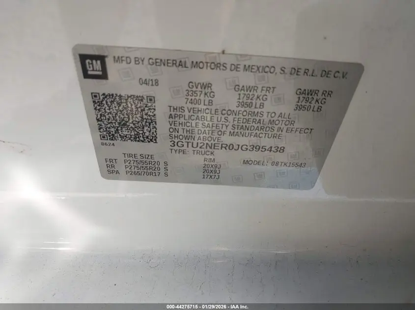 2018 GMC SIERRA 1500 SLT