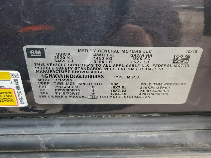 2016 CHEVROLET TRAVERSE LT  