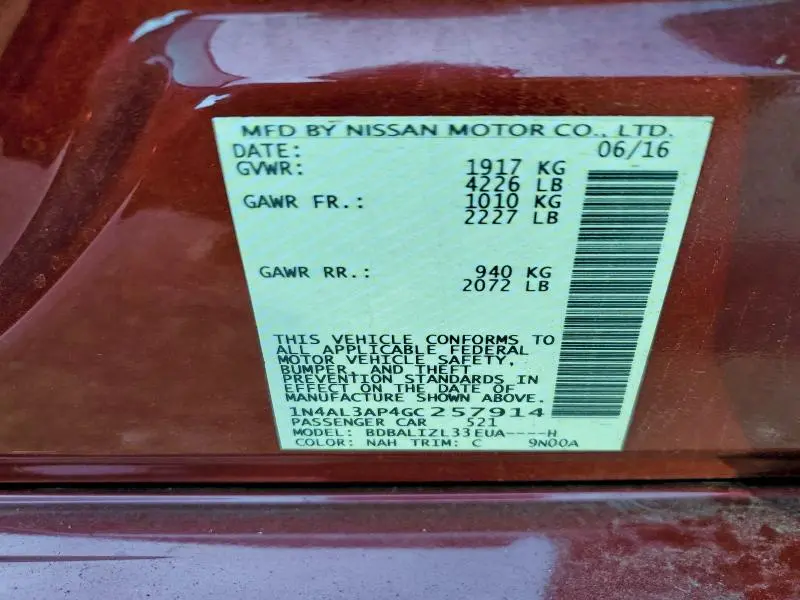 2016 NISSAN ALTIMA 2.5  