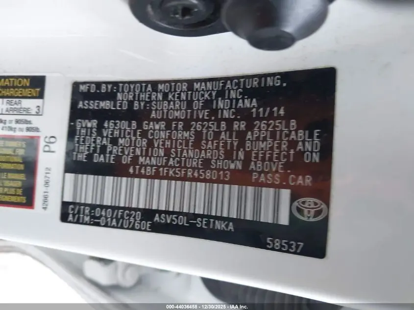 2015 TOYOTA CAMRY LE