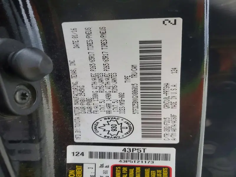 2016 TOYOTA TACOMA DOUBLE CAB  