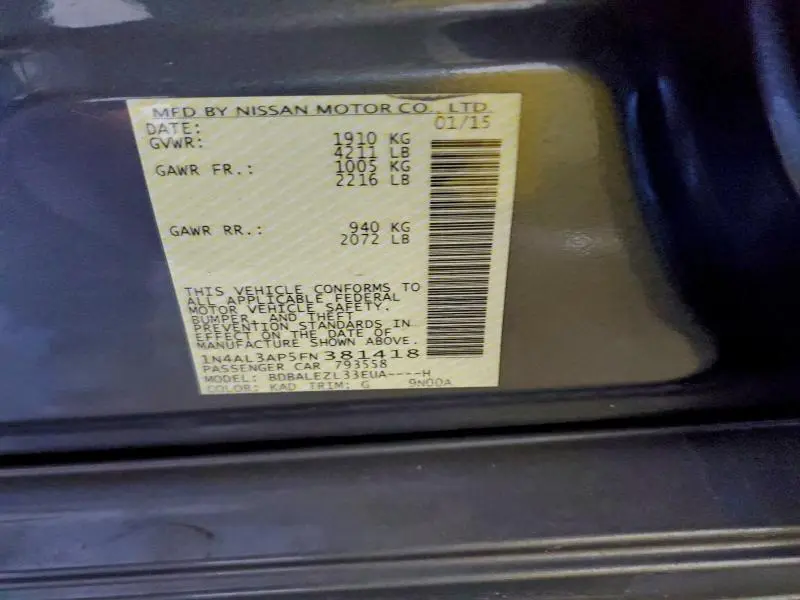 2015 NISSAN ALTIMA 2.5  