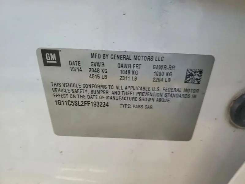 2015 CHEVROLET MALIBU 1LT  