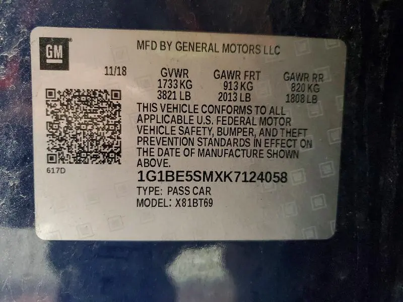 2019 CHEVROLET CRUZE LT  