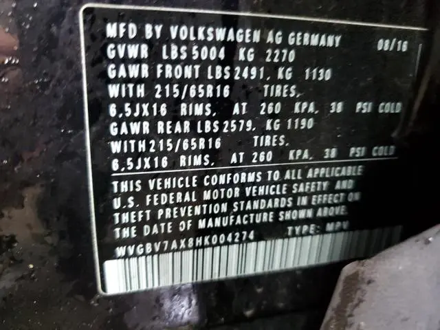 2017 VOLKSWAGEN TIGUAN S  