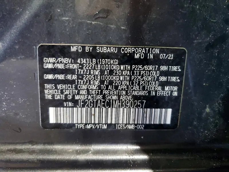 2021 SUBARU CROSSTREK PREMIUM  