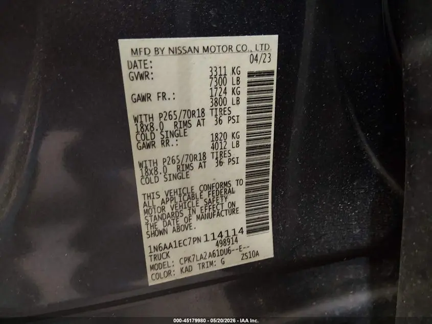 2023 NISSAN TITAN S 4X4