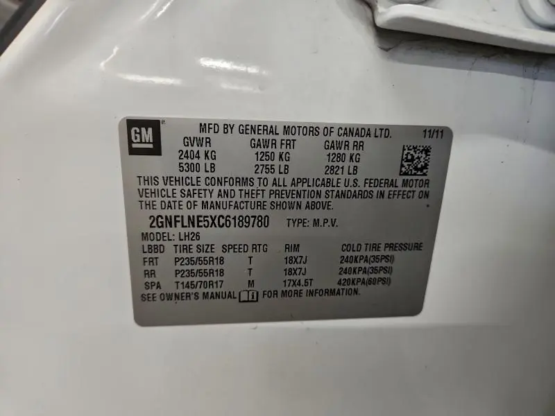 2012 CHEVROLET EQUINOX LT  