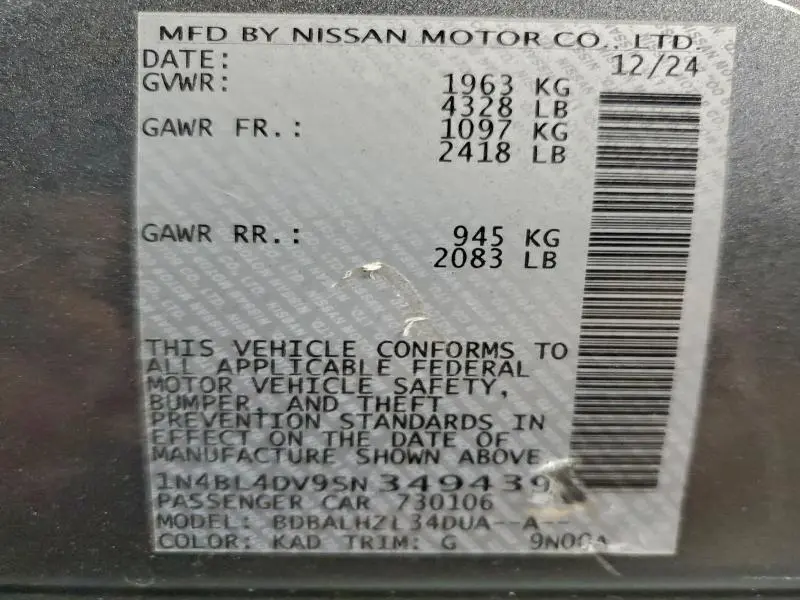 2025 NISSAN ALTIMA SV  