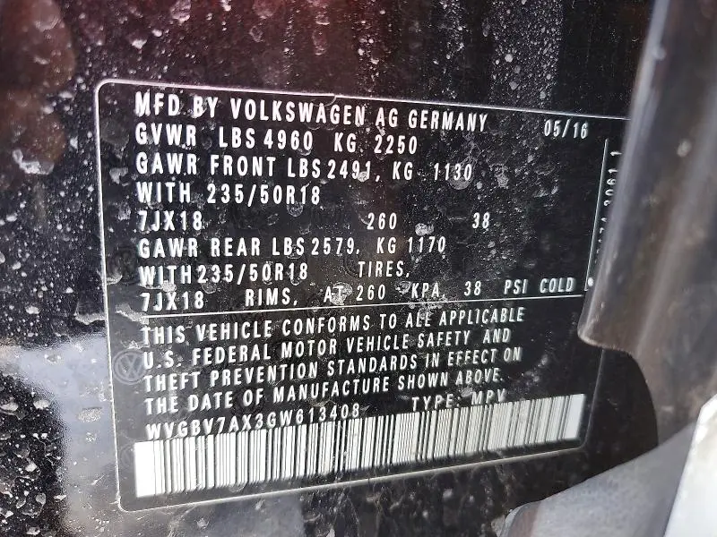 2016 VOLKSWAGEN TIGUAN S  