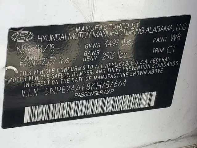 2019 HYUNDAI SONATA SE  