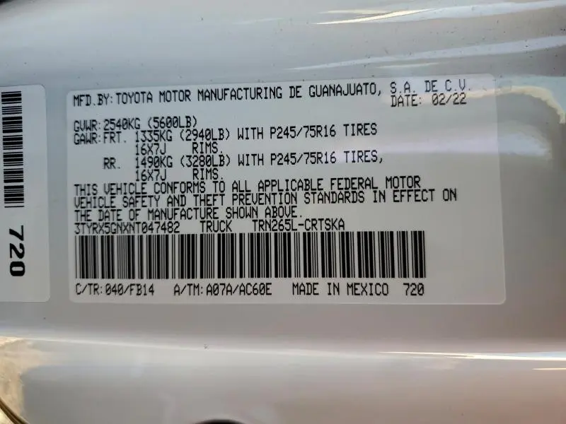 2022 TOYOTA TACOMA ACCESS CAB  