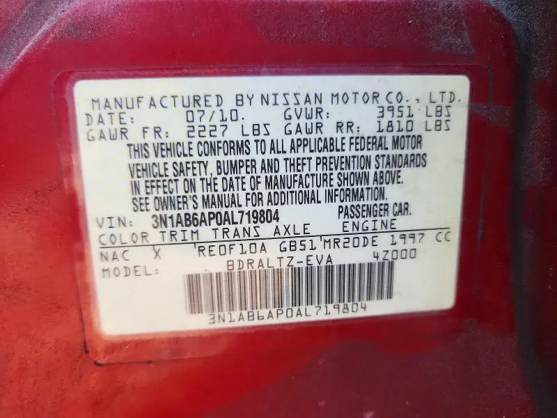 2010 NISSAN SENTRA 2.0  