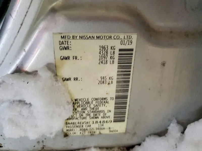 2019 NISSAN ALTIMA 2.5 SL  