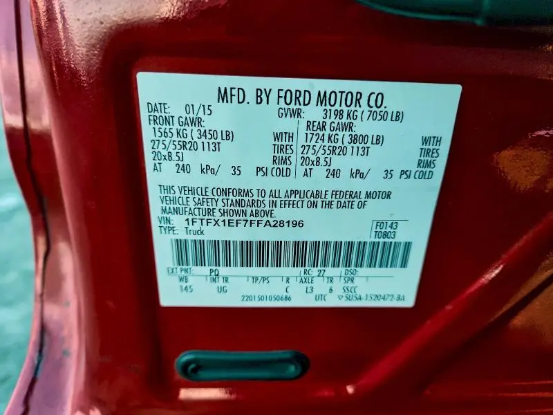 2015 FORD F150 SUPER CAB  