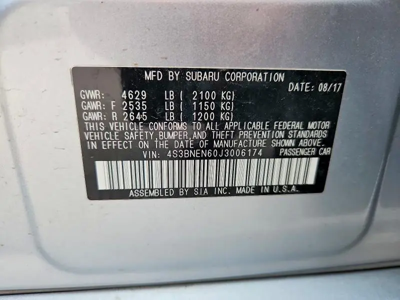 2018 SUBARU LEGACY 3.6R LIMITED  