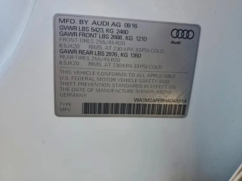 2017 AUDI Q5 PREMIUM PLUS  