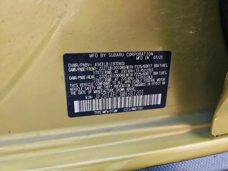 2021 SUBARU CROSSTREK PREMIUM  