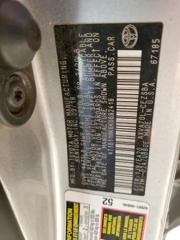 2019 TOYOTA CAMRY L  