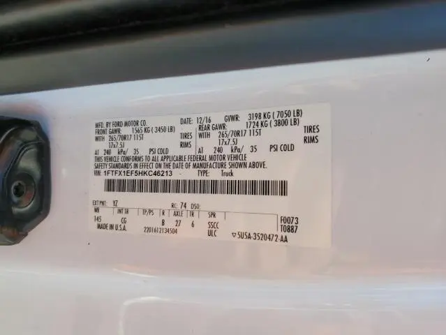 2017 FORD F150 SUPER CAB  