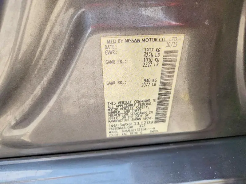 2016 NISSAN ALTIMA 2.5 S  