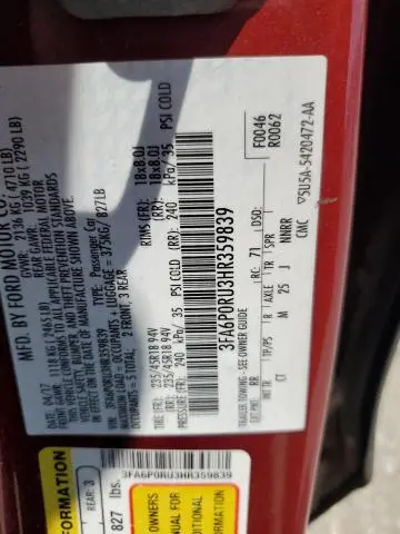 2017 FORD FUSION TITANIUM HEV  