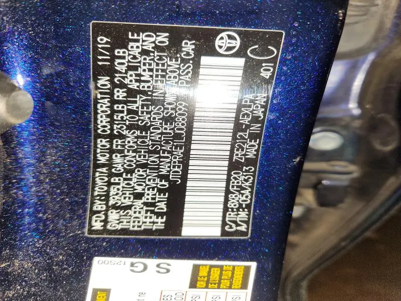 2020 TOYOTA COROLLA LE  