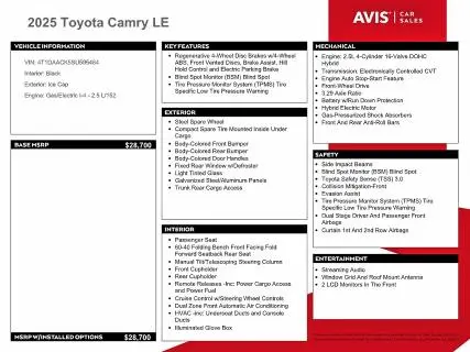 2025 TOYOTA CAMRY LE  