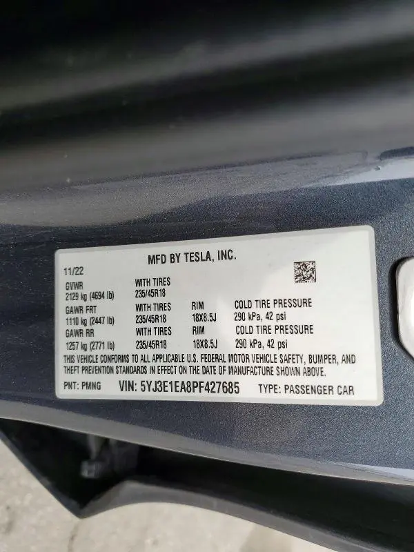 2023 TESLA MODEL 3   