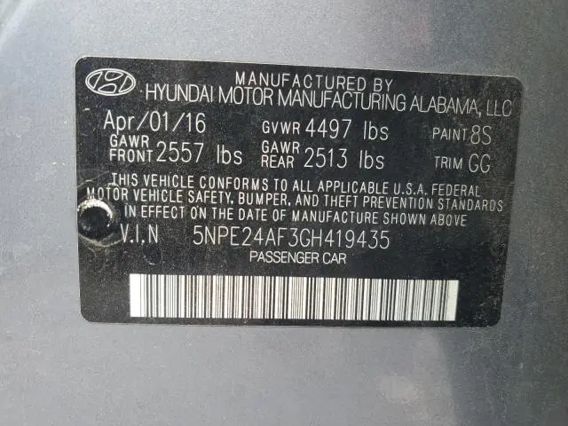 2016 HYUNDAI SONATA SE  
