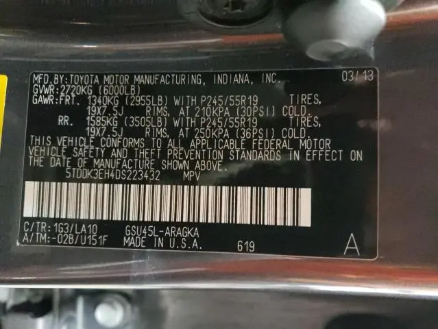 2013 TOYOTA HIGHLANDER LIMITED
