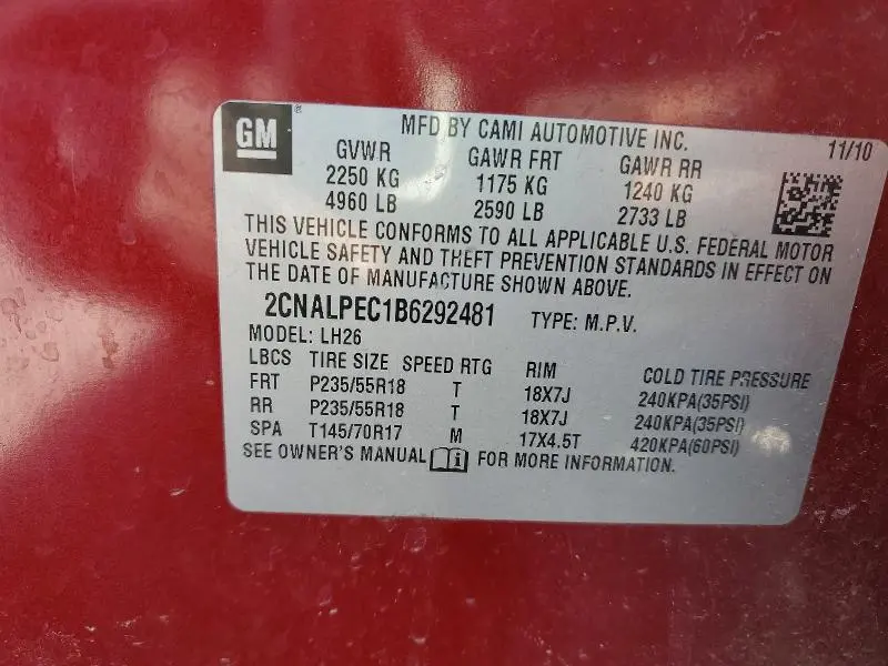 2011 CHEVROLET EQUINOX LT  