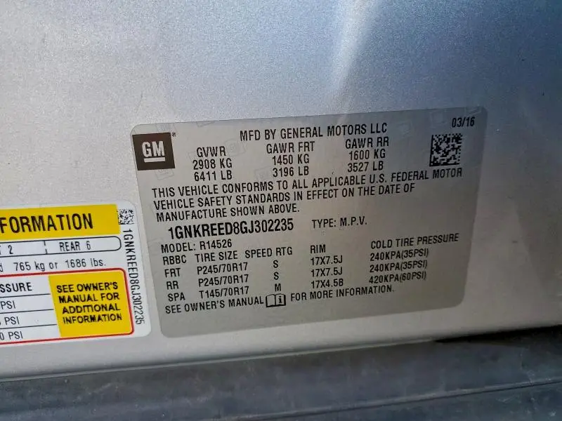 2016 CHEVROLET TRAVERSE LS  