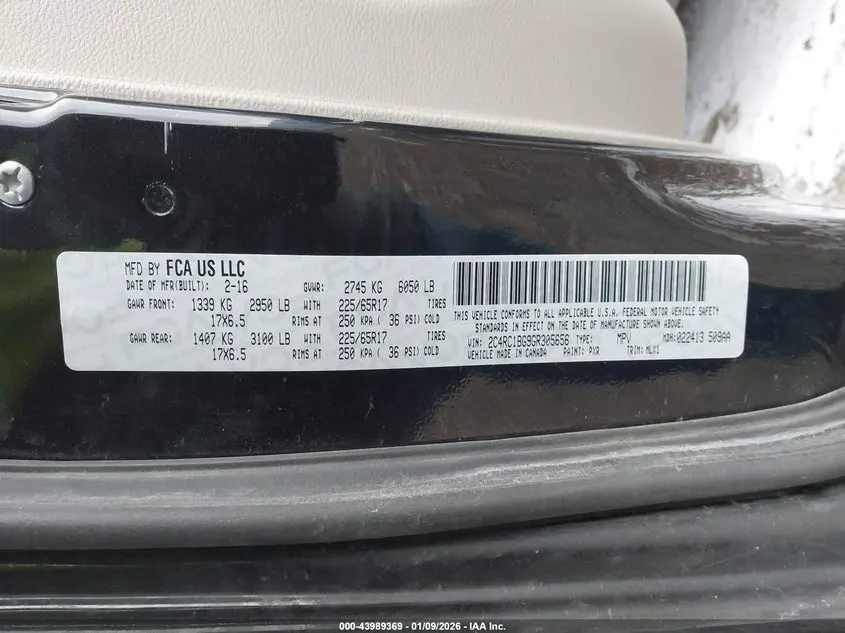 2016 CHRYSLER TOWN & COUNTRY TOURING