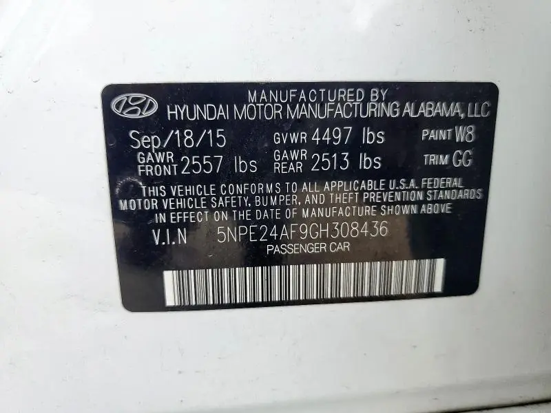2016 HYUNDAI SONATA SE  