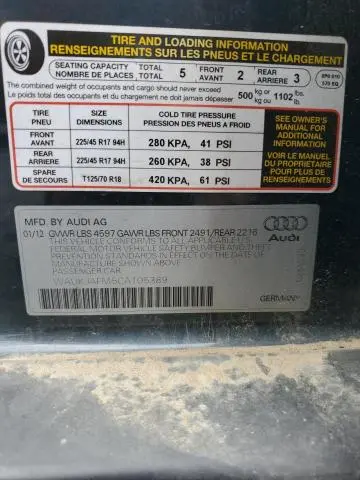 2012 AUDI A3 PREMIUM PLUS  