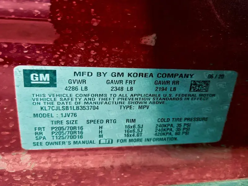 2020 CHEVROLET TRAX 1LT  