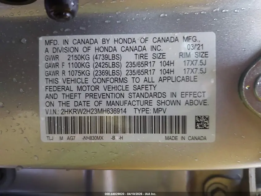2021 HONDA CR-V AWD LX