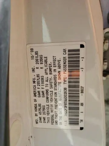 2010 HONDA ACCORD EXL  